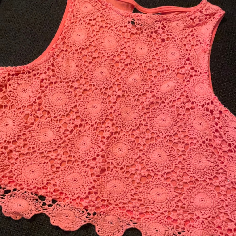 Eye candy crocheted crop top. Size large. Nwot.